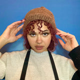 Frizz - Proof Pure Wool Brown Heather Hat-ellënoire body, bath fragrance & curly hair