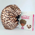 Double Layer Satin Bonnet - Leopard-Accessory-ellënoire body, bath fragrance & curly hair