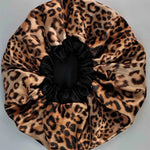 Double Layer Satin Bonnet - Leopard-ellënoire body, bath fragrance & curly hair