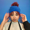 Frizz-Proof Bun Hat Navy Heather Pure New Wool-Accessory-ellënoire body, bath fragrance & curly hair