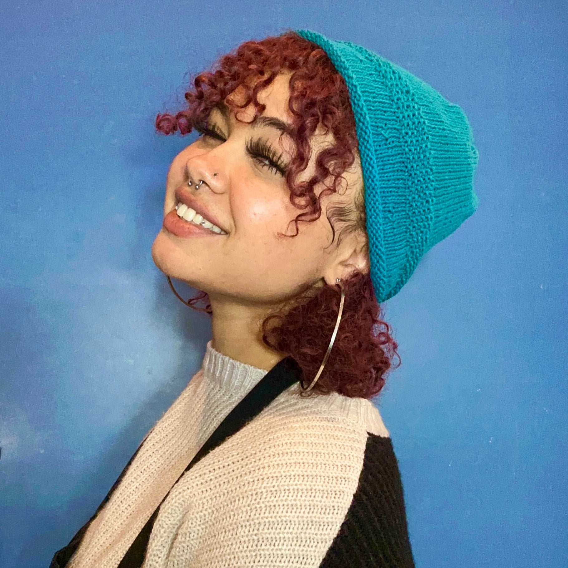 Frizz - Proof Pure Cotton Teal Hat-Accessory-ellënoire body, bath fragrance & curly hair