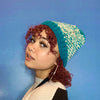 Frizz - Proof Pure Wool Teal Chevron Hat-Accessory-ellënoire body, bath fragrance & curly hair