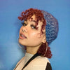 Frizz - Proof Pure New Wool Blue "messy bun" Hat-Accessory-ellënoire body, bath fragrance & curly hair