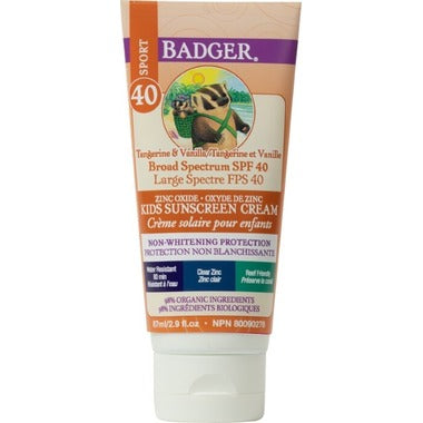 Badger SPF 40 Sport Kids Sunscreen Cream-Sunscreen-ellënoire body, bath fragrance & curly hair