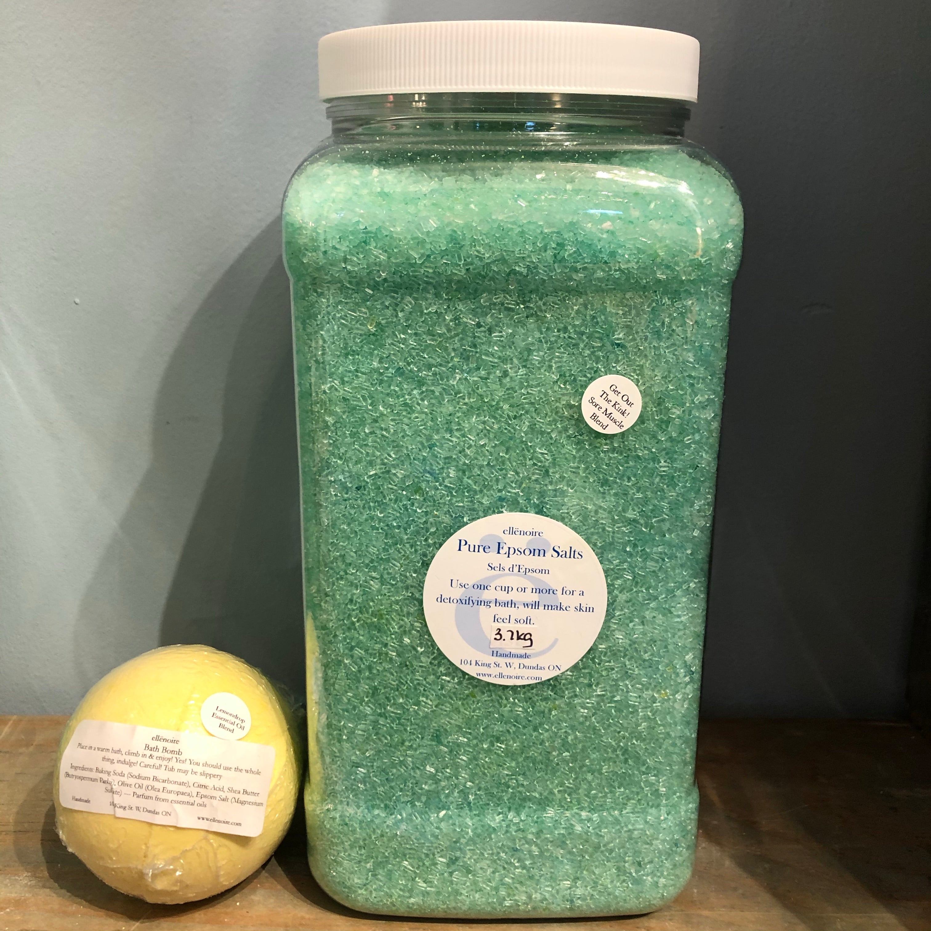 Sore Muscle Soak " Get out the Kink!" Epsom Salts 4kg Jug-Bath Salts-ellënoire body, bath fragrance & curly hair
